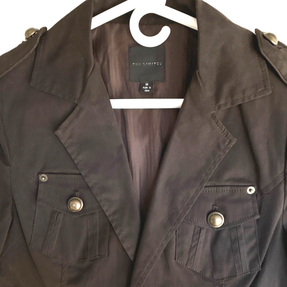 VTG Military Blazer Jacket Women M Gold Metal Buttons Epaulets Utility Cargo Y2k - Picture 8 of 12